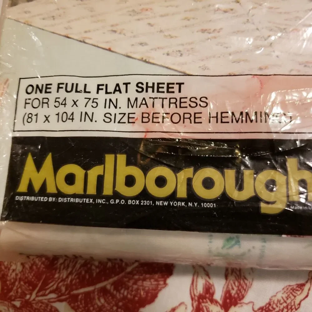 Vintage MARLBOROUGH SHEET FLAT FULL Size Set of 2 New Old Stock CHINTZ STRIPE